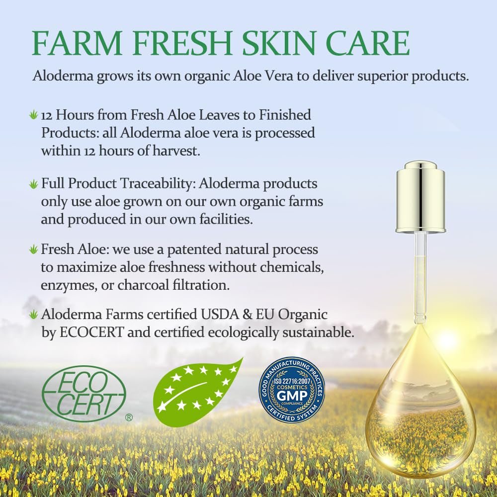 Aloe Vera Gel Made within 12 Hours of Harvest with 96% Pure Organic Aloe Vera for Skin, Scalp, & Hair, Soothing Aloe Face Moisturizer, Multipurpose, Hydrating Aloe Gel, 7.05Oz