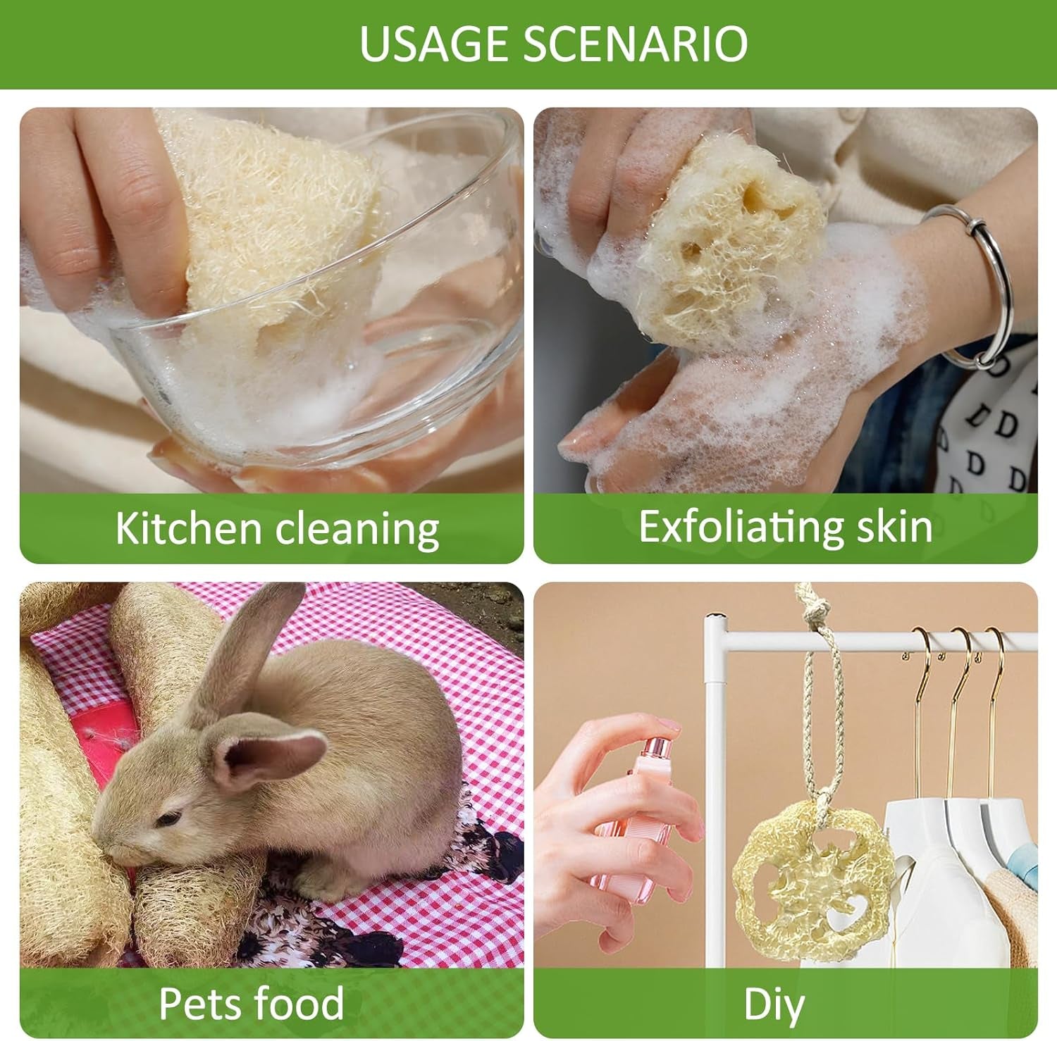 Natural Loofah Sponge, Organic Bath Loofah Pack, Lufas Exfoliating Body Scrubber, Loofas Sponges Shower Loofah for Women and Men, Skin SPA Ecotools- 6 Pack